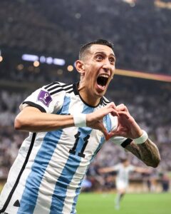 Ángel Di María celebrating his goal vs France in the World Cup final