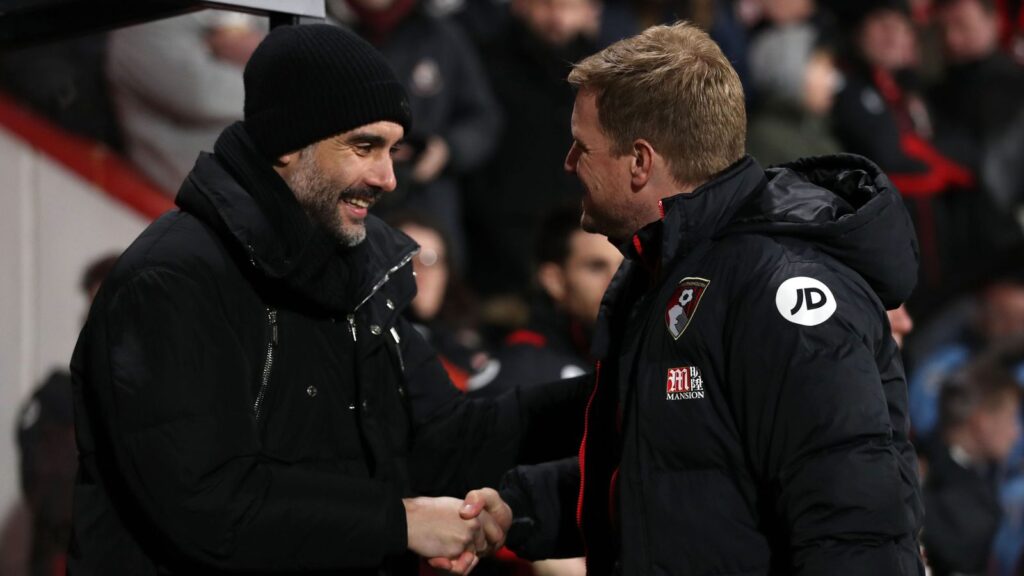 Pep Guardiola with Eddie Howe