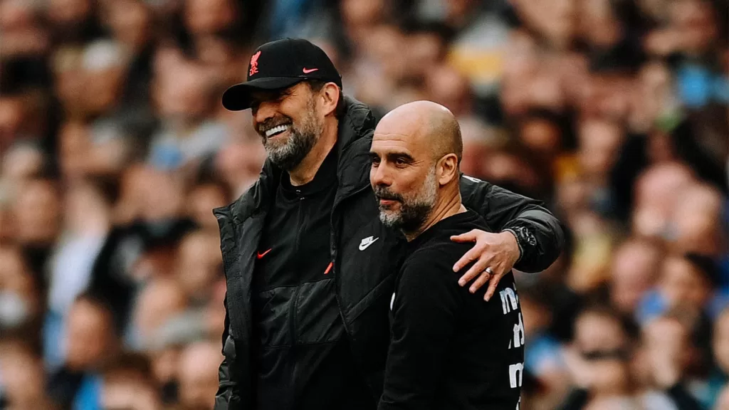 Pep Guardiola with Klopp