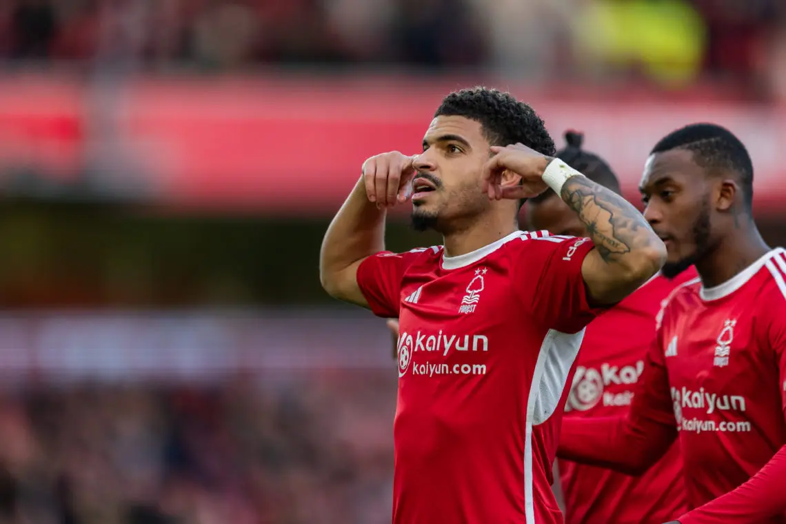 Morgan Gibbs-White celebrating after scoring a goal....