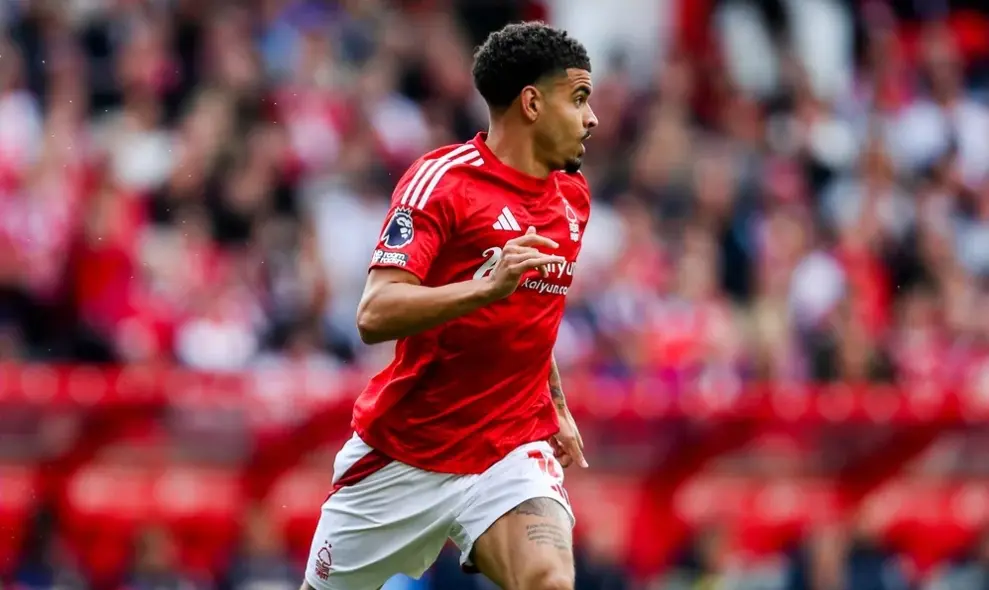 Morgan Gibbs-White Wearing Nottingham Forest Kit