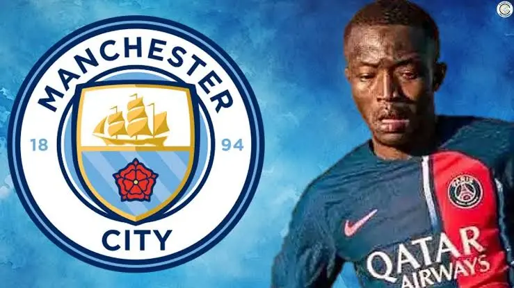 "Manchester City sign PSG's young striker Mahamadou Sangaré, on a five-year deal."