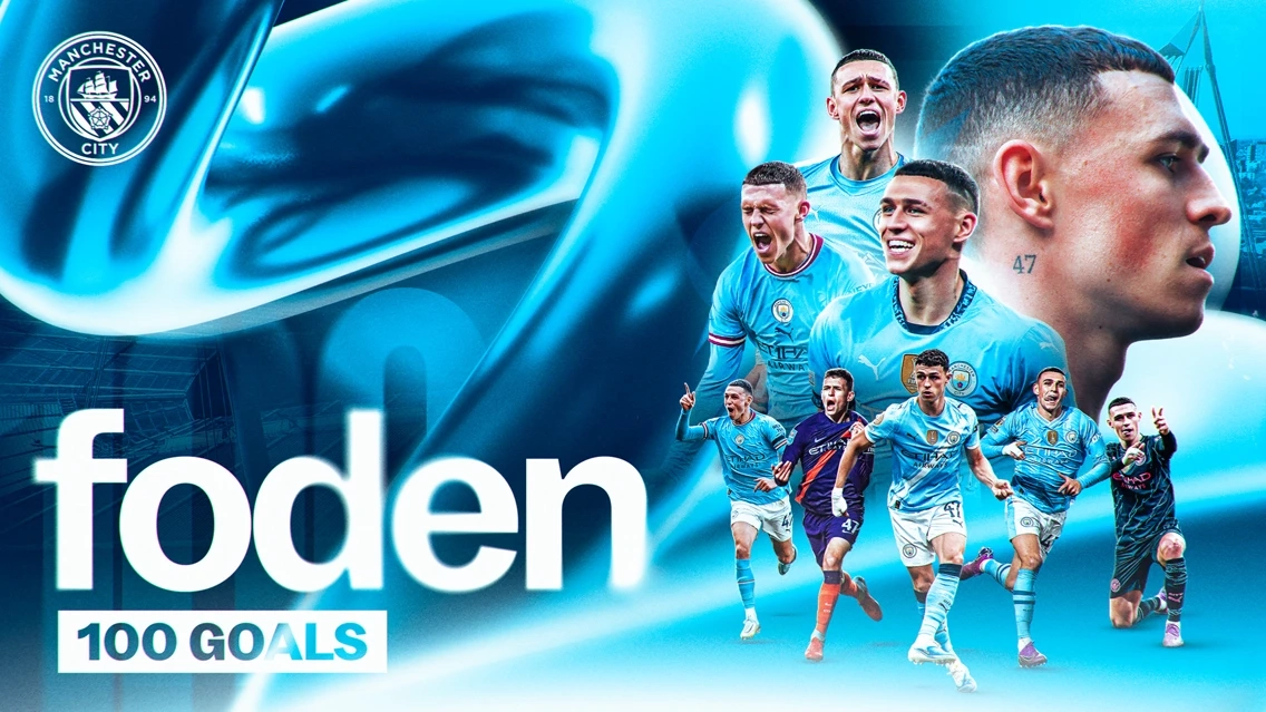 Foden Becomes 20th Player to Reach 100 Goals for Manchester City